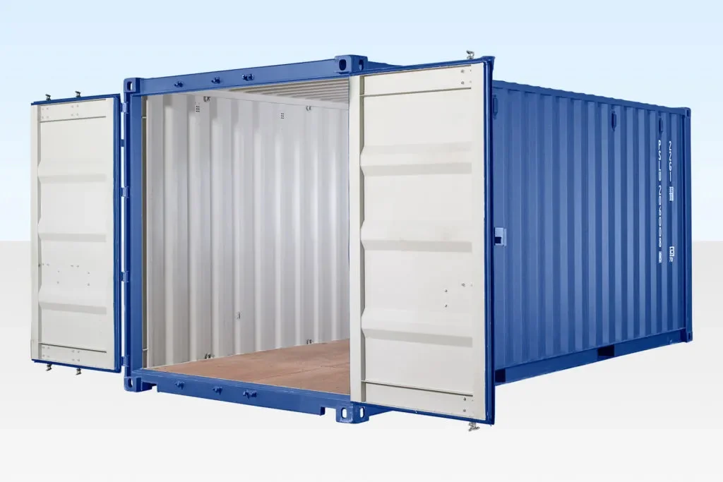 20ft Self Storage Container with Bamboo Floor – Blue (RAL 5010) - Image 3
