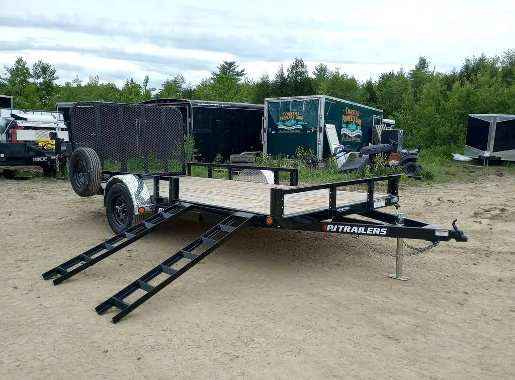 2024 PJ Trailers 7×14 Powder Coated Open Utility w/Rear Ramp Gate, ATV Side Loading Ramps - Image 10