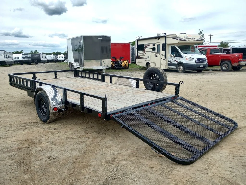2024 PJ Trailers 7×14 Powder Coated Open Utility w/Rear Ramp Gate, ATV Side Loading Ramps - Image 4