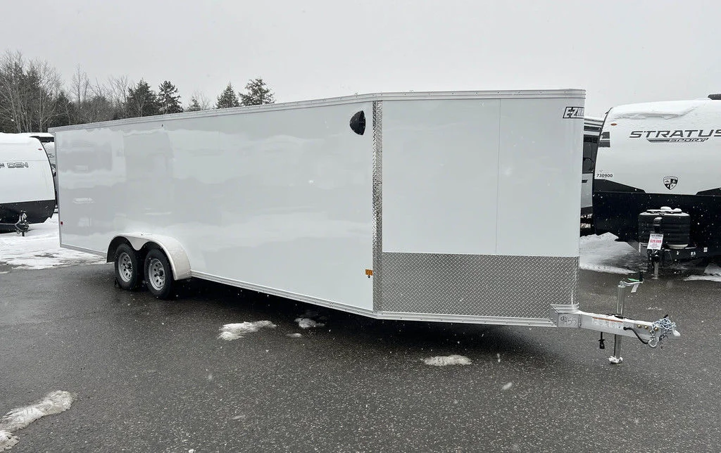 2024 E-Z Hauler 7×24 Aluminum 4-Place Drive In/Out w/Tapered Ramps, Rear Canopy - Image 4