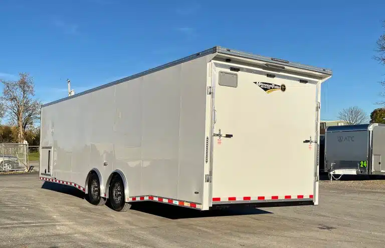 2026 28′ Millennium Extreme Car Hauler 2/6000# Spread Torsion Axles Aluminum Wheels .030 White - Image 3