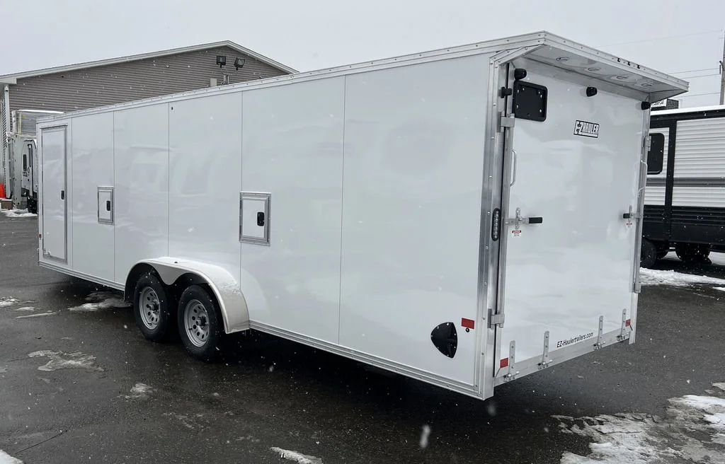 2024 E-Z Hauler 7×24 Aluminum 4-Place Drive In/Out w/Tapered Ramps, Rear Canopy - Image 2