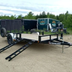 2024 PJ Trailers 7×14 Powder Coated Open Utility w/Rear Ramp Gate, ATV Side Loading Ramps