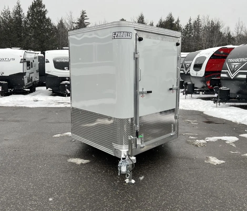 2024 E-Z Hauler 7×24 Aluminum 4-Place Drive In/Out w/Tapered Ramps, Rear Canopy - Image 3