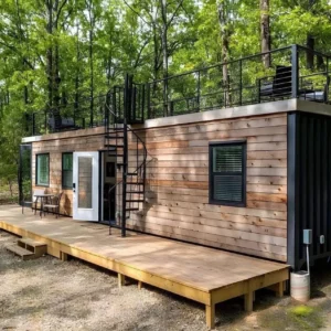 Luxury 1 Bedroom Tiny Home with Rooftop Deck – Fully Furnished Modern Prefab Container Home with Bathroom, Smart Interior & Fast Installation
